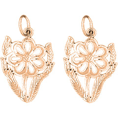 14K or 18K Gold 23mm Flower Earrings