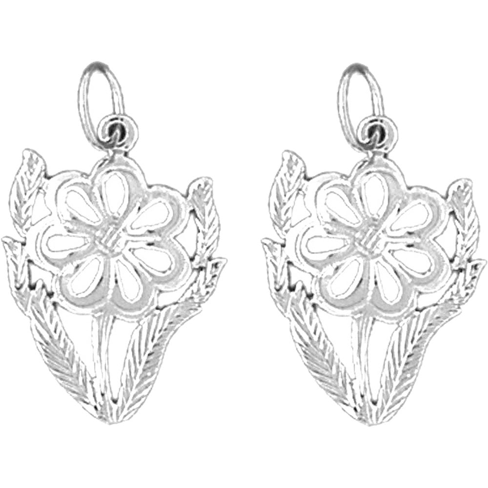 Sterling Silver 23mm Flower Earrings