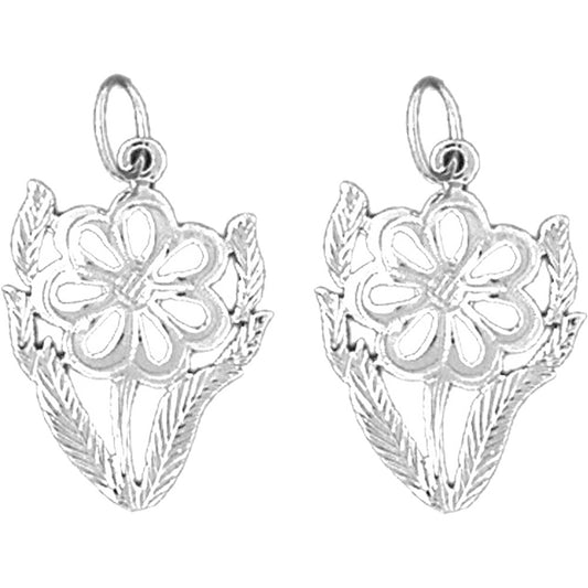 Sterling Silver 23mm Flower Earrings