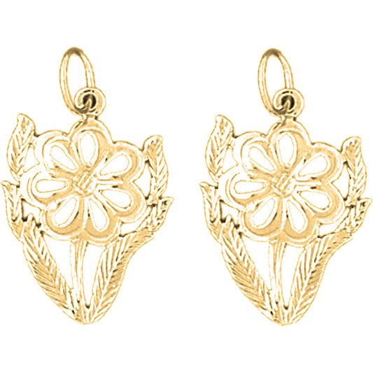 Yellow Gold-plated Silver 23mm Flower Earrings