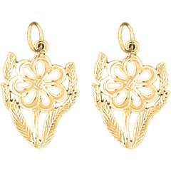 Yellow Gold-plated Silver 23mm Flower Earrings