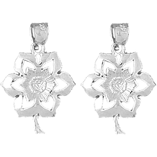 Sterling Silver 23mm Flower Earrings