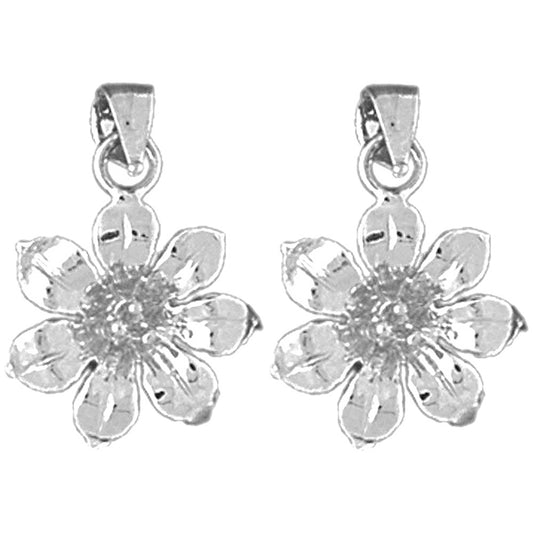 Sterling Silver 21mm Flower Earrings