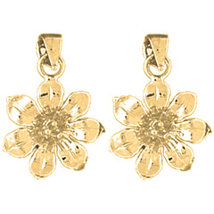 14K or 18K Gold 21mm Flower Earrings