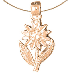 14K or 18K Gold Daisy Flower Pendant