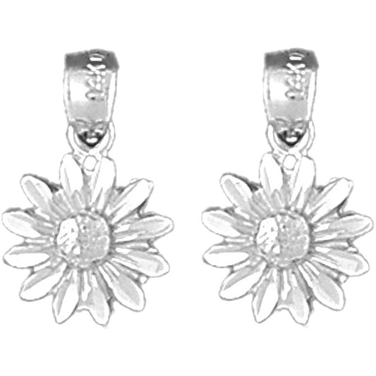 Sterling Silver 16mm Daisy Flower Earrings