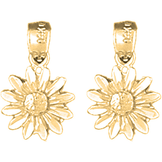 Yellow Gold-plated Silver 16mm Daisy Flower Earrings