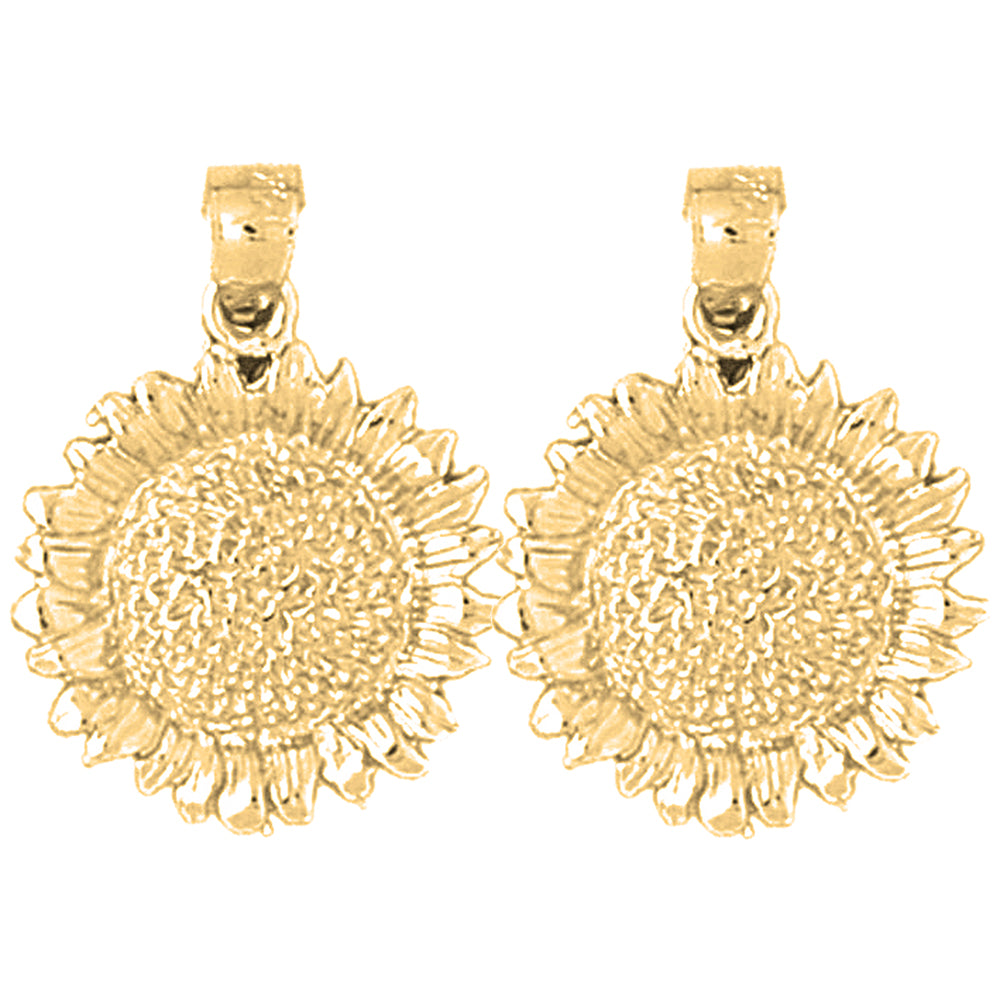 Yellow Gold-plated Silver 23mm Flower Earrings