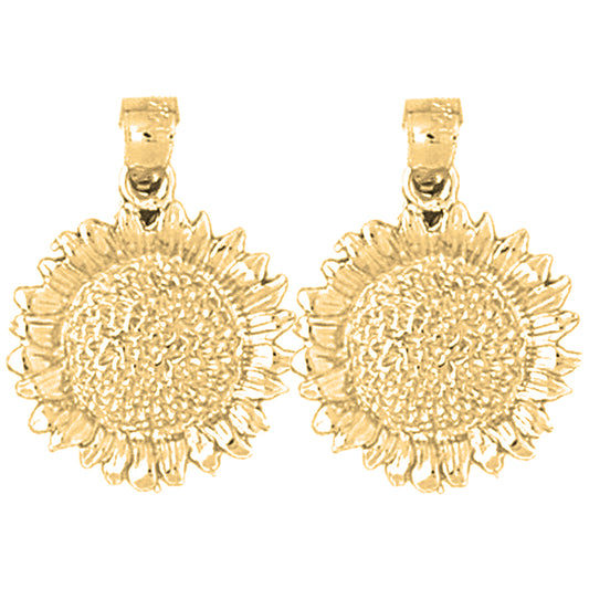 Yellow Gold-plated Silver 23mm Flower Earrings