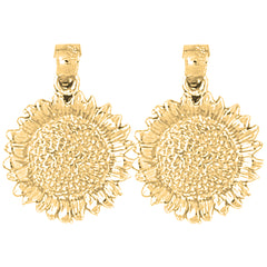 Yellow Gold-plated Silver 23mm Flower Earrings