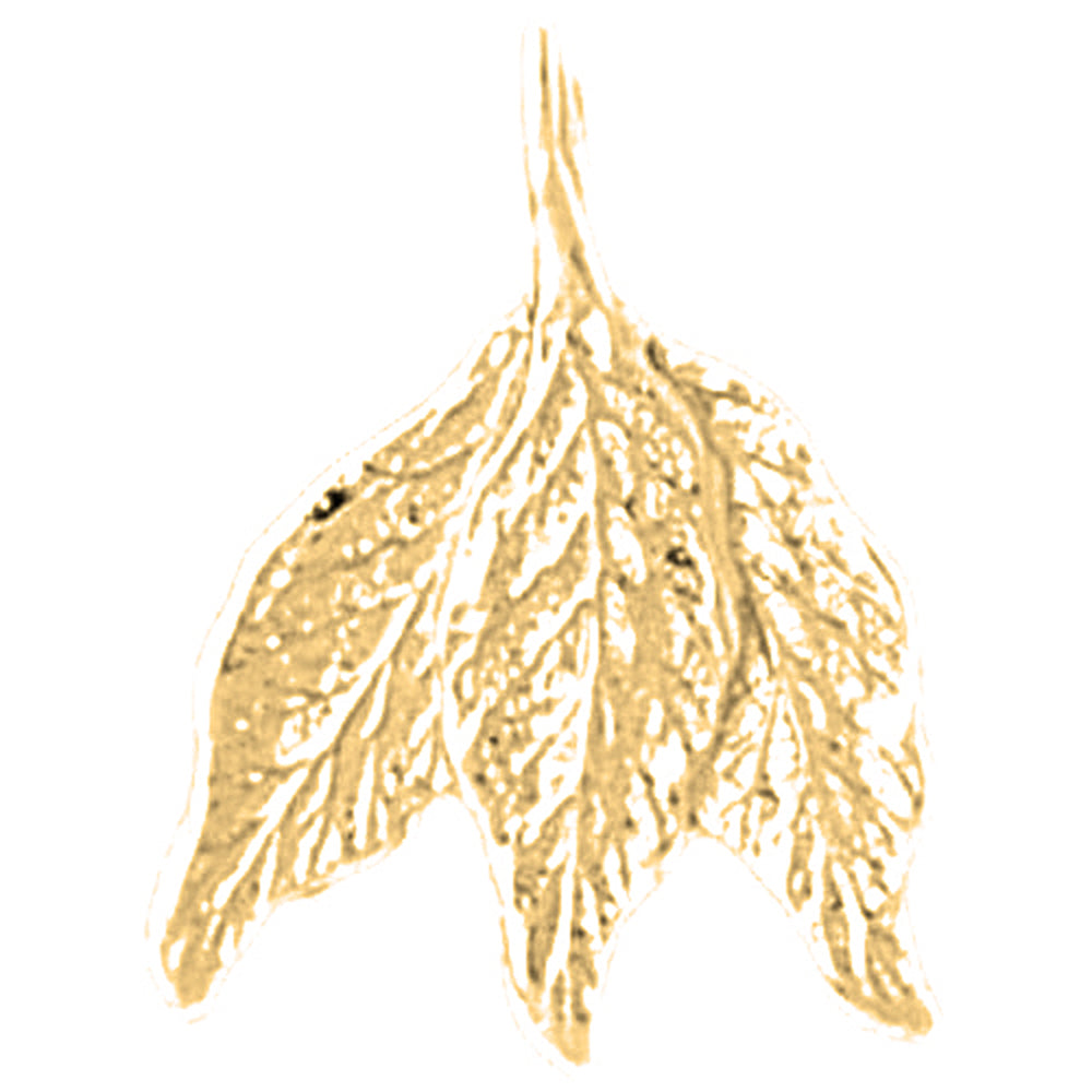 14K or 18K Gold Tri-Evergreen Leaf Pendant