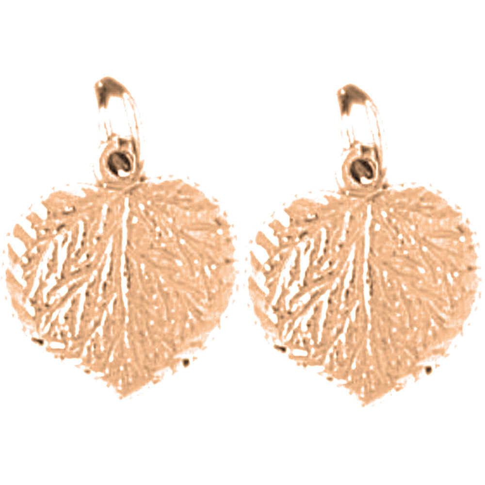 14K or 18K Gold 15mm Aspen Leaf Earrings