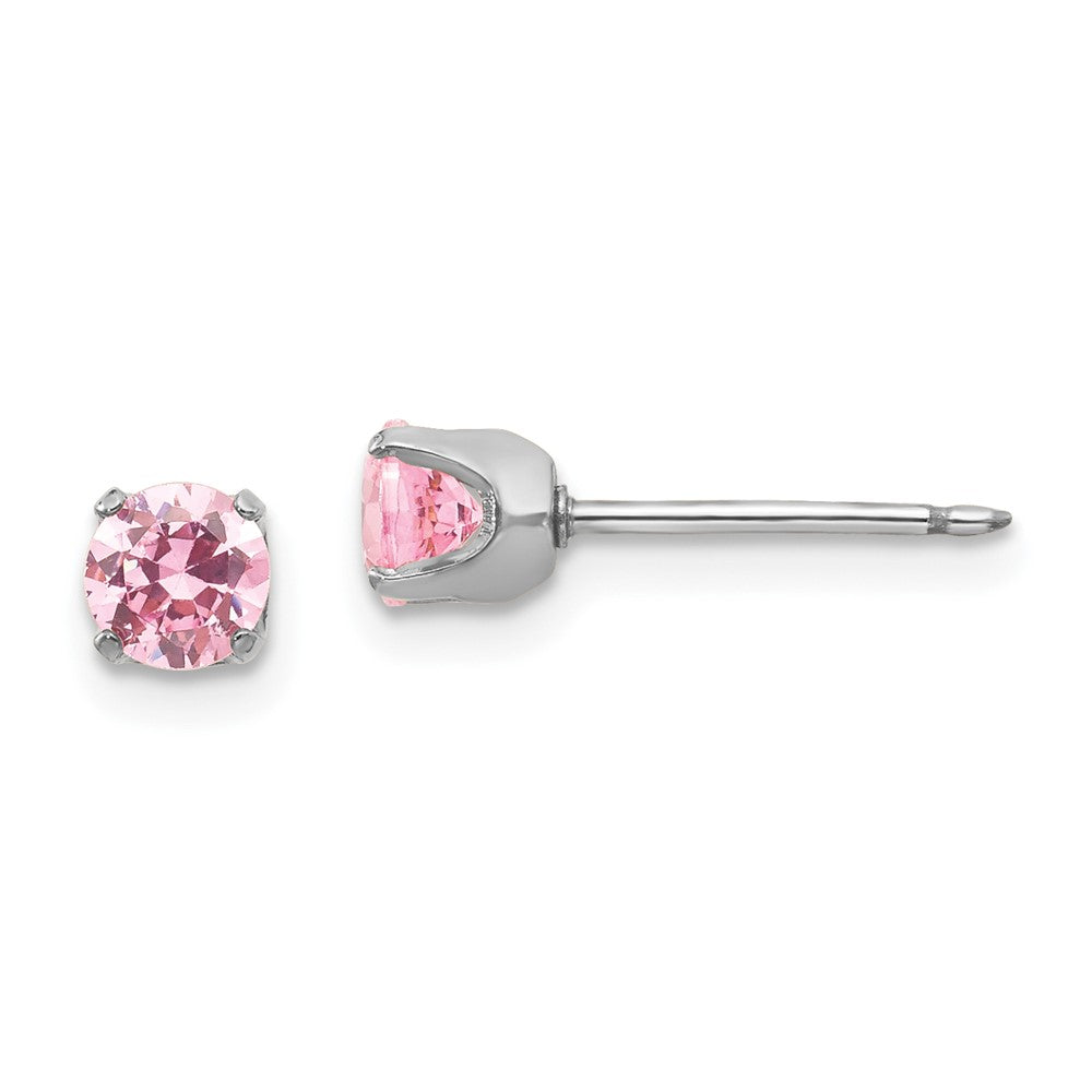Inverness 14K White Gold 5mm Pink CZ Earrings