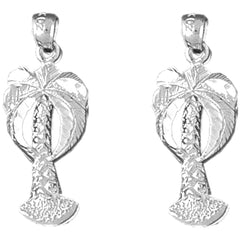 Sterling Silver 28mm Palm Tree Earrings