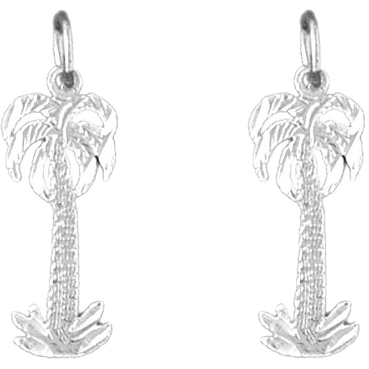 Sterling Silver 23mm Palm Tree Earrings