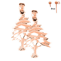 14K or 18K Gold Cedar Tree Earrings