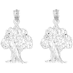 Sterling Silver 29mm Cedar Tree Earrings