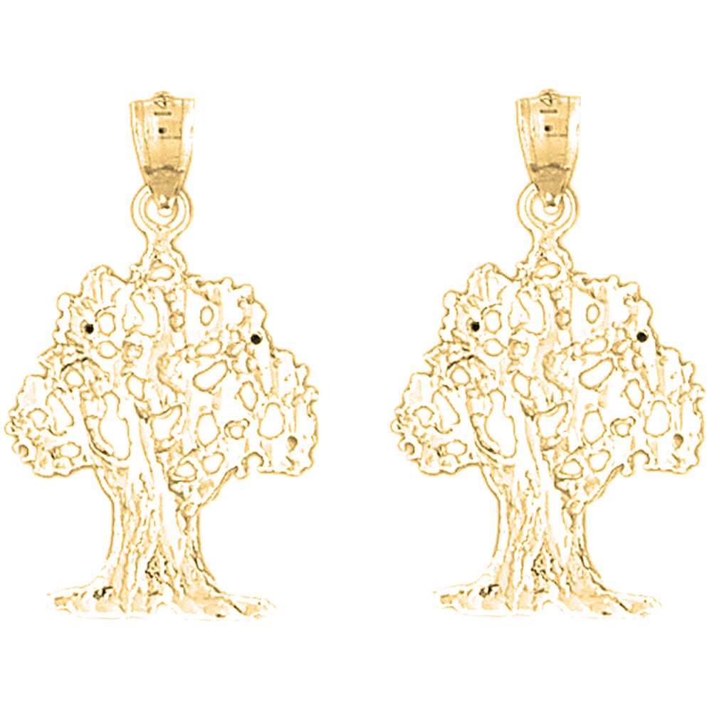 Yellow Gold-plated Silver 29mm Cedar Tree Earrings