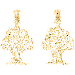 Yellow Gold-plated Silver 29mm Cedar Tree Earrings