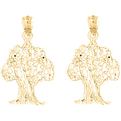 14K or 18K Gold 29mm Cedar Tree Earrings
