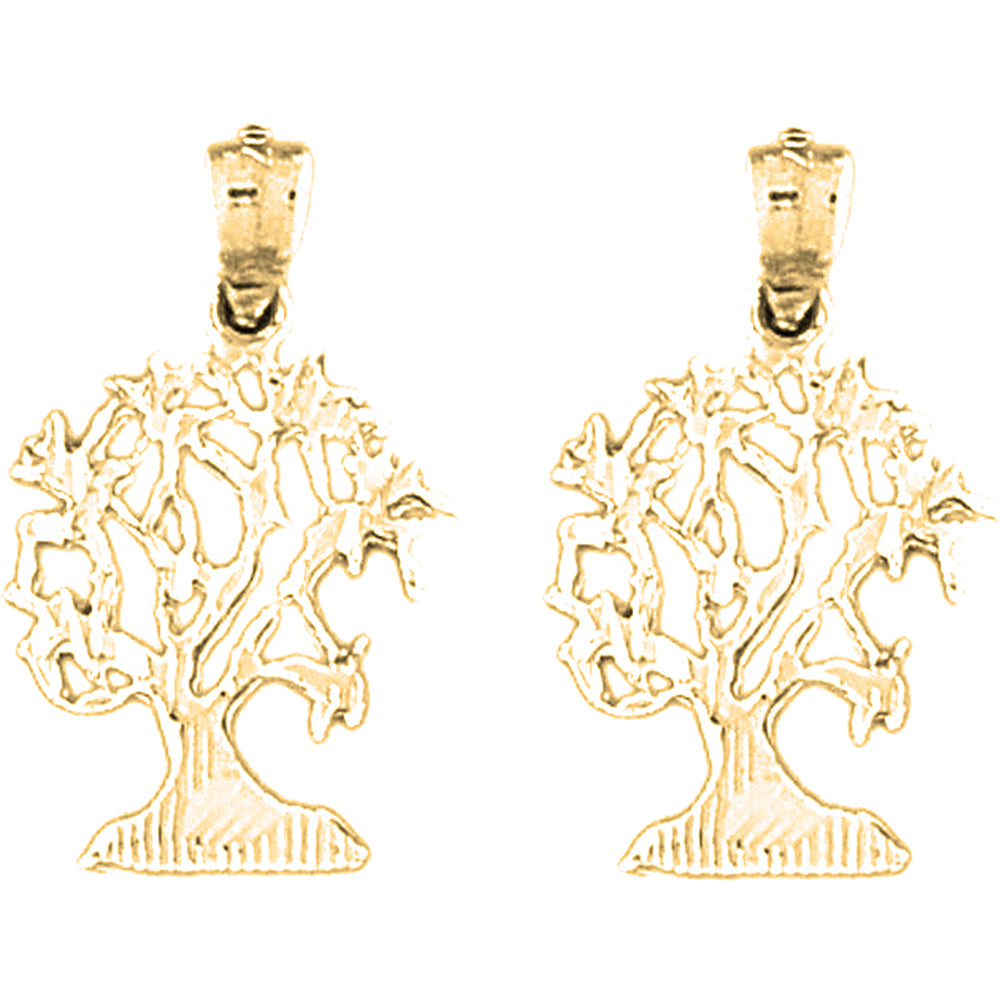 14K or 18K Gold 24mm Cedar Tree Earrings