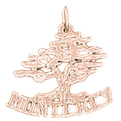 14K or 18K Gold Monterey Cedar Tree Pendant