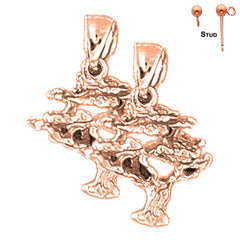 14K or 18K Gold 3D Cedar Tree Earrings