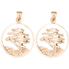 14K or 18K Gold 26mm Cedar Tree Earrings