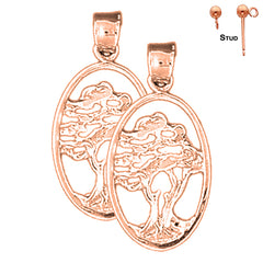 Pendientes de árbol de cedro de oro de 14 quilates o 18 quilates de 25 mm