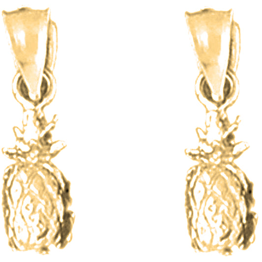 Yellow Gold-plated Silver 17mm 3D Pineapple Earrings