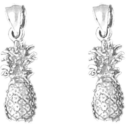 Sterling Silver 20mm 3D Pineapple Earrings