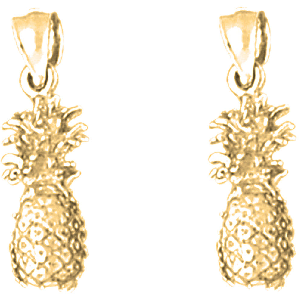 14K or 18K Gold 20mm 3D Pineapple Earrings