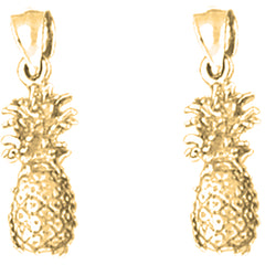 Yellow Gold-plated Silver 20mm 3D Pineapple Earrings