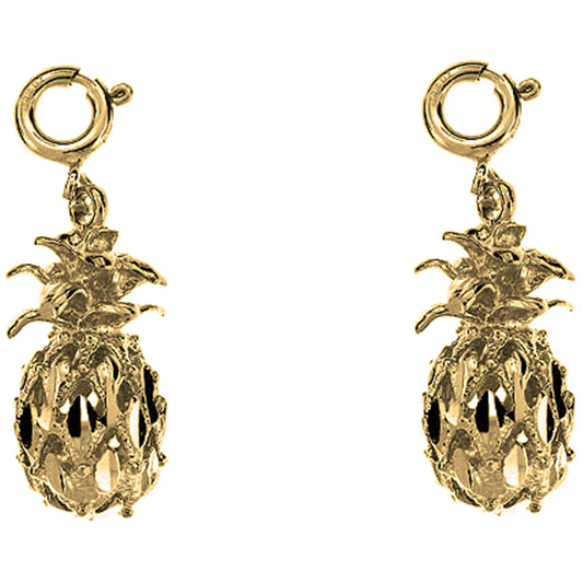 Yellow Gold-plated Silver 23mm 3D Pineapple Earrings