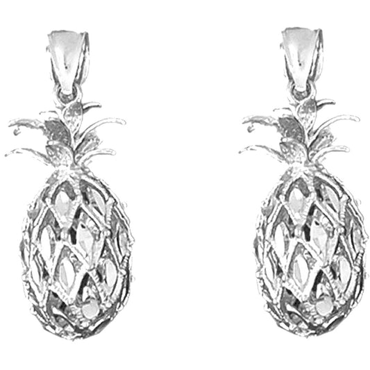 Sterling Silver 30mm 3D Pineapple Earrings