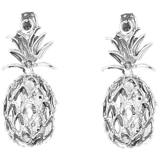 Sterling Silver 36mm 3D Pineapple Earrings