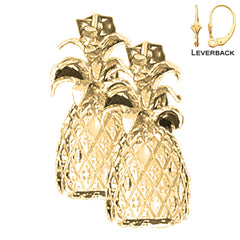 14K or 18K Gold 3D Pineapple Earrings