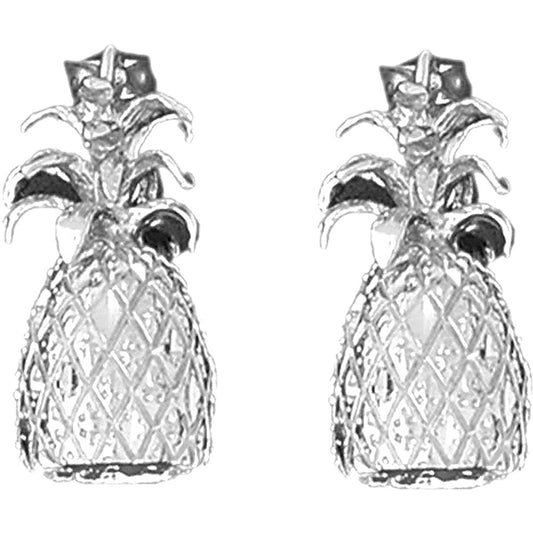 Sterling Silver 25mm 3D Pineapple Earrings