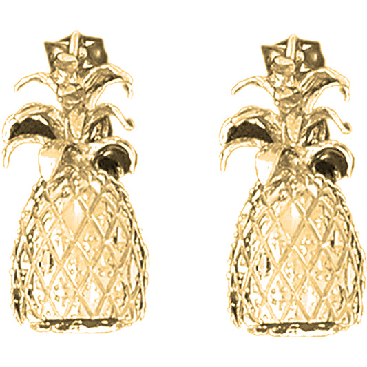 Yellow Gold-plated Silver 25mm 3D Pineapple Earrings