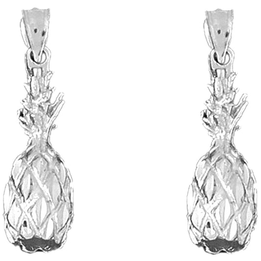 Sterling Silver 30mm 3D Pineapple Earrings