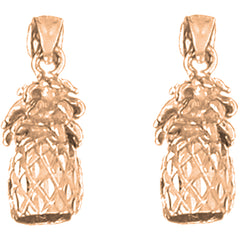 14K or 18K Gold 21mm 3D Pineapple Earrings