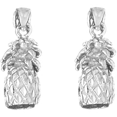 Sterling Silver 21mm 3D Pineapple Earrings