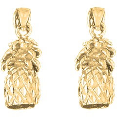14K or 18K Gold 21mm 3D Pineapple Earrings
