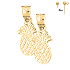 Sterling Silver 16mm Pineapple Earrings (White or Yellow Gold Plated)