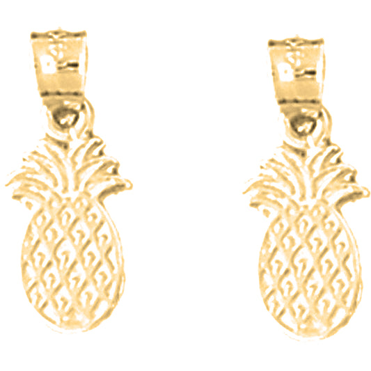 Yellow Gold-plated Silver 16mm Pineapple Earrings