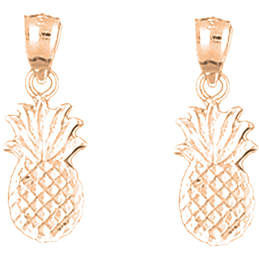 14K or 18K Gold 22mm Pineapple Earrings