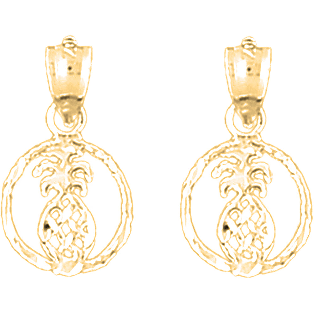 Yellow Gold-plated Silver 18mm Pineapple Earrings
