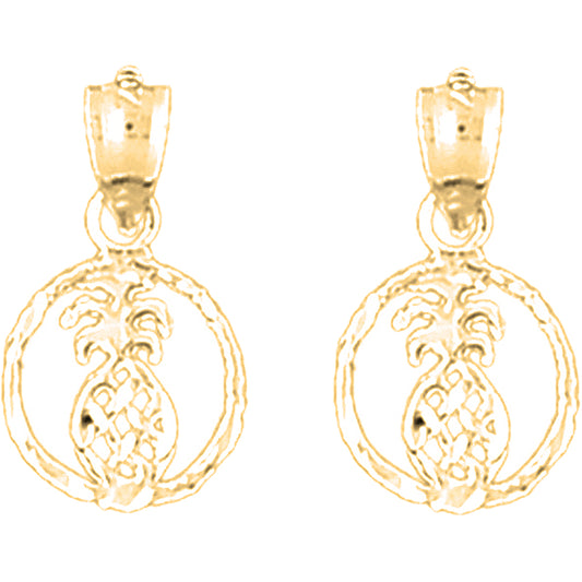 Yellow Gold-plated Silver 18mm Pineapple Earrings
