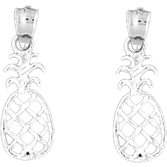 Sterling Silver 23mm Pineapple Earrings