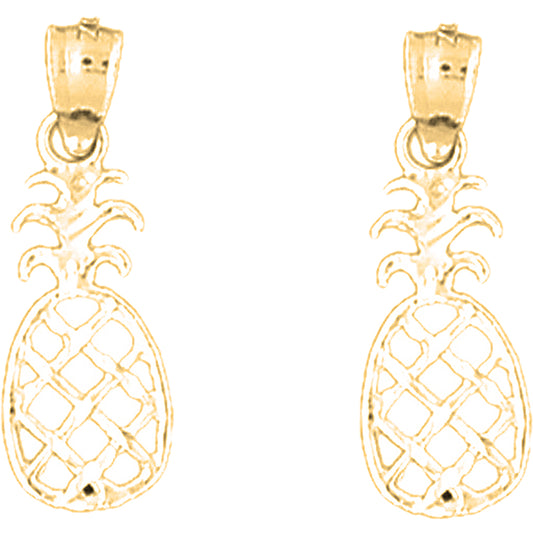 Yellow Gold-plated Silver 23mm Pineapple Earrings